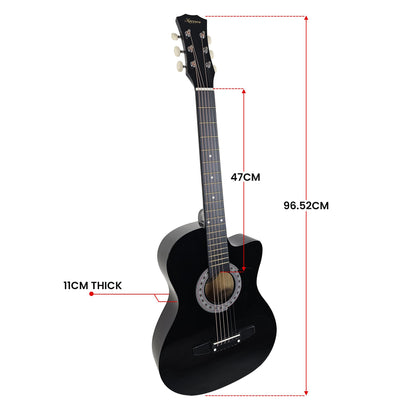 Karrera 38in Cutaway Acoustic Guitar with guitar bag - Black V240-CC38-BK