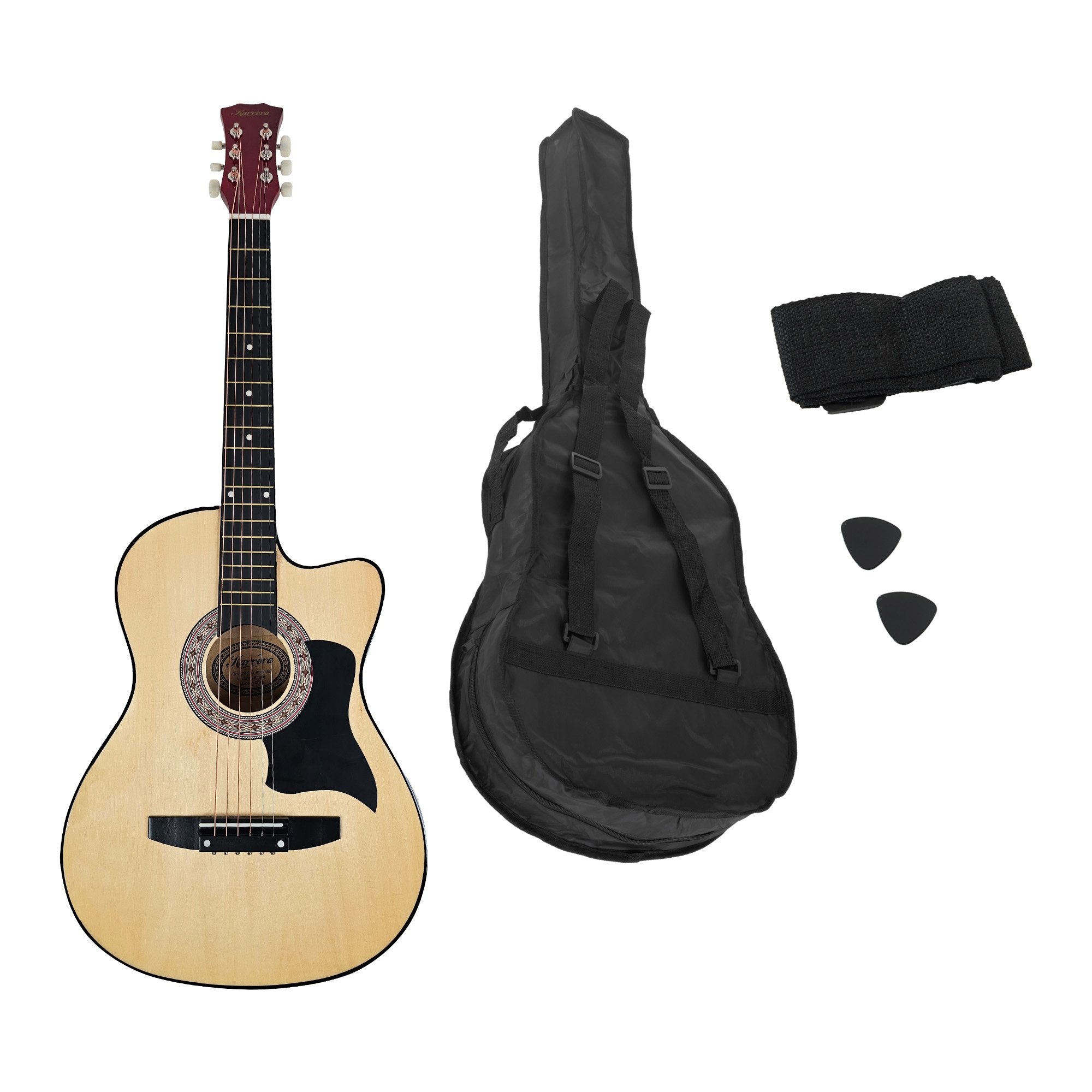 Karrera 38in Cutaway Acoustic Guitar with guitar bag - Natural V240-CC38-NAT