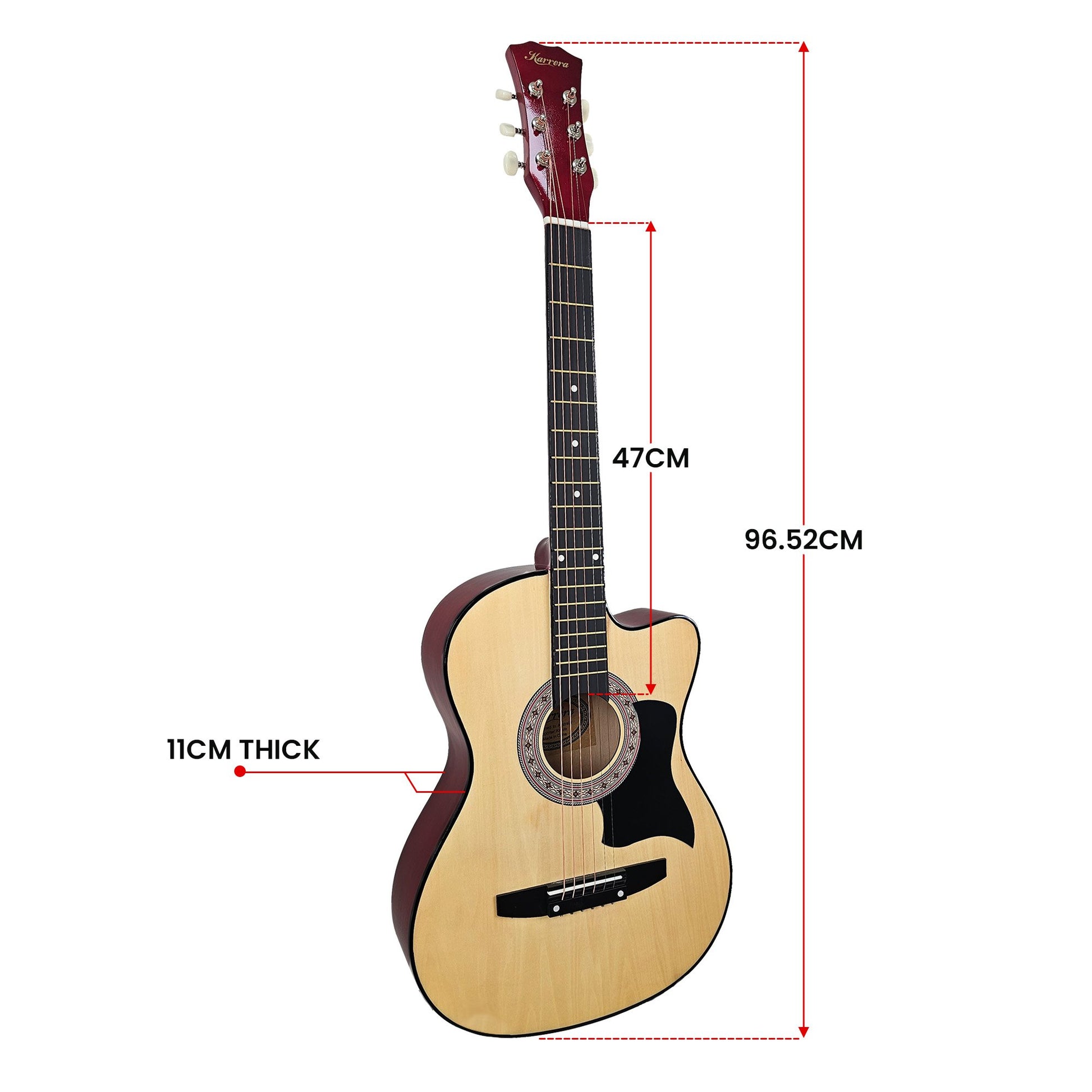 Karrera 38in Cutaway Acoustic Guitar with guitar bag - Natural V240-CC38-NAT