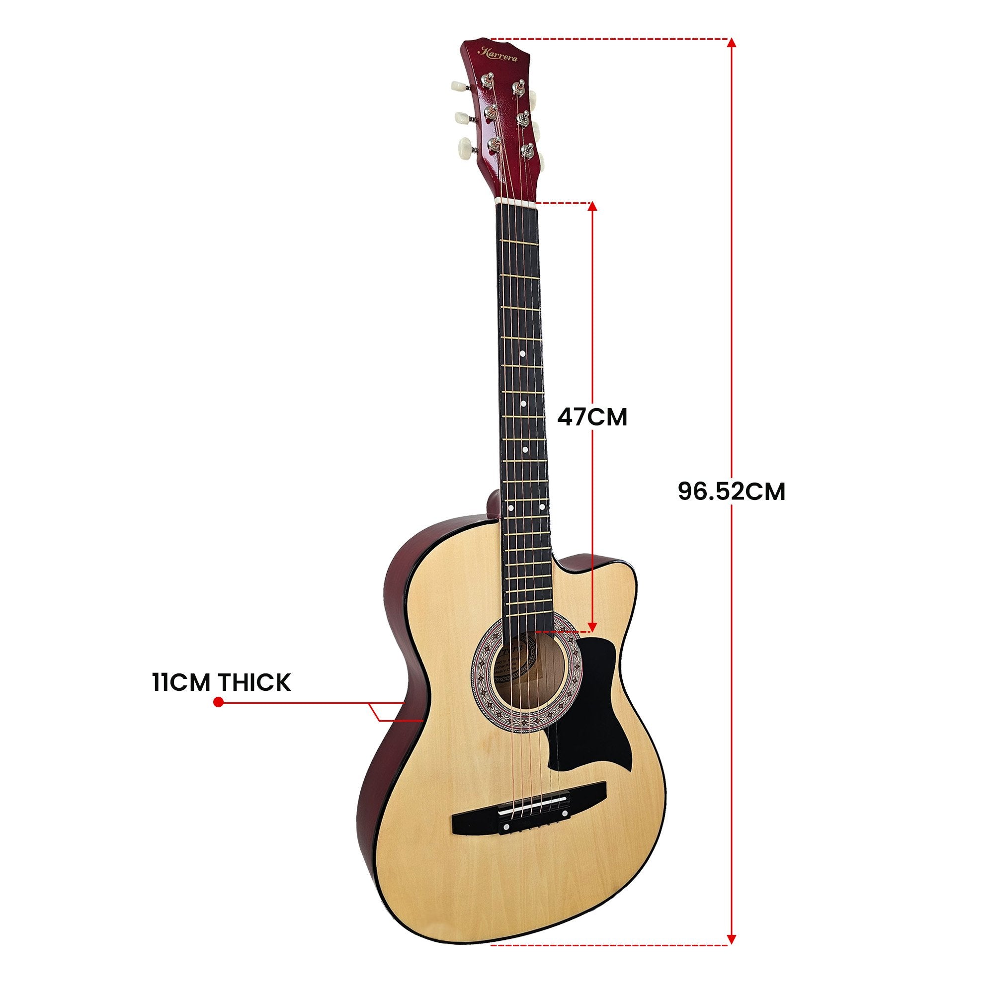 Karrera 38in Cutaway Acoustic Guitar with guitar bag - Natural V240-CC38-NAT