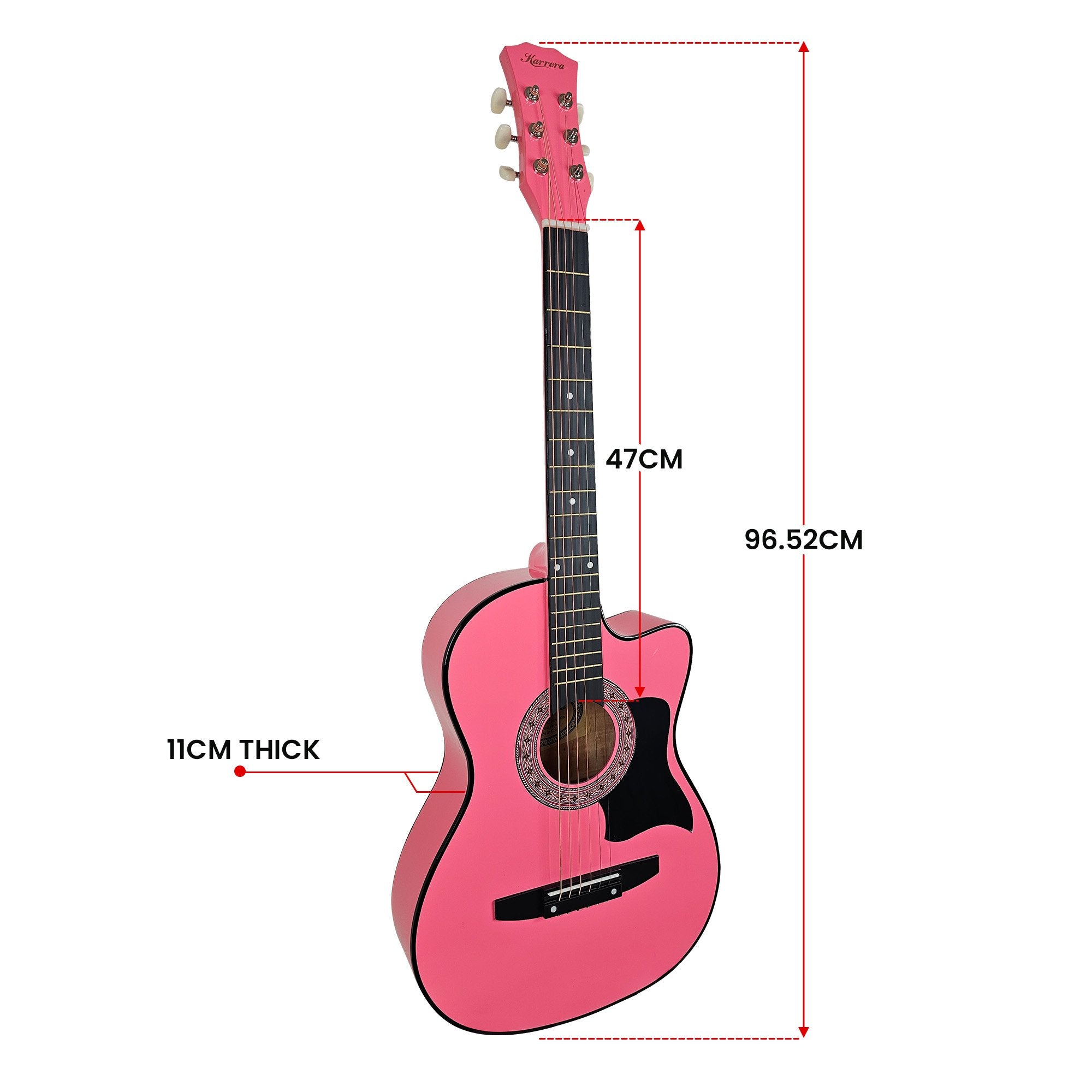 Karrera 38in Cutaway Acoustic Guitar with guitar bag - Pink V240-CC38-PK