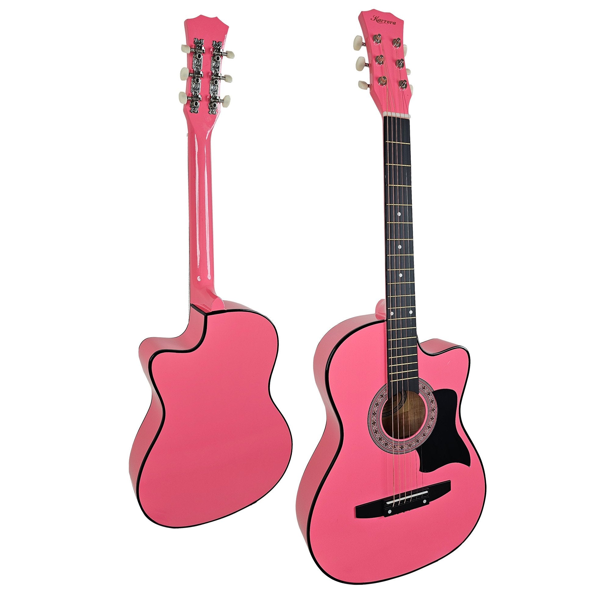 Karrera 38in Cutaway Acoustic Guitar with guitar bag - Pink V240-CC38-PK