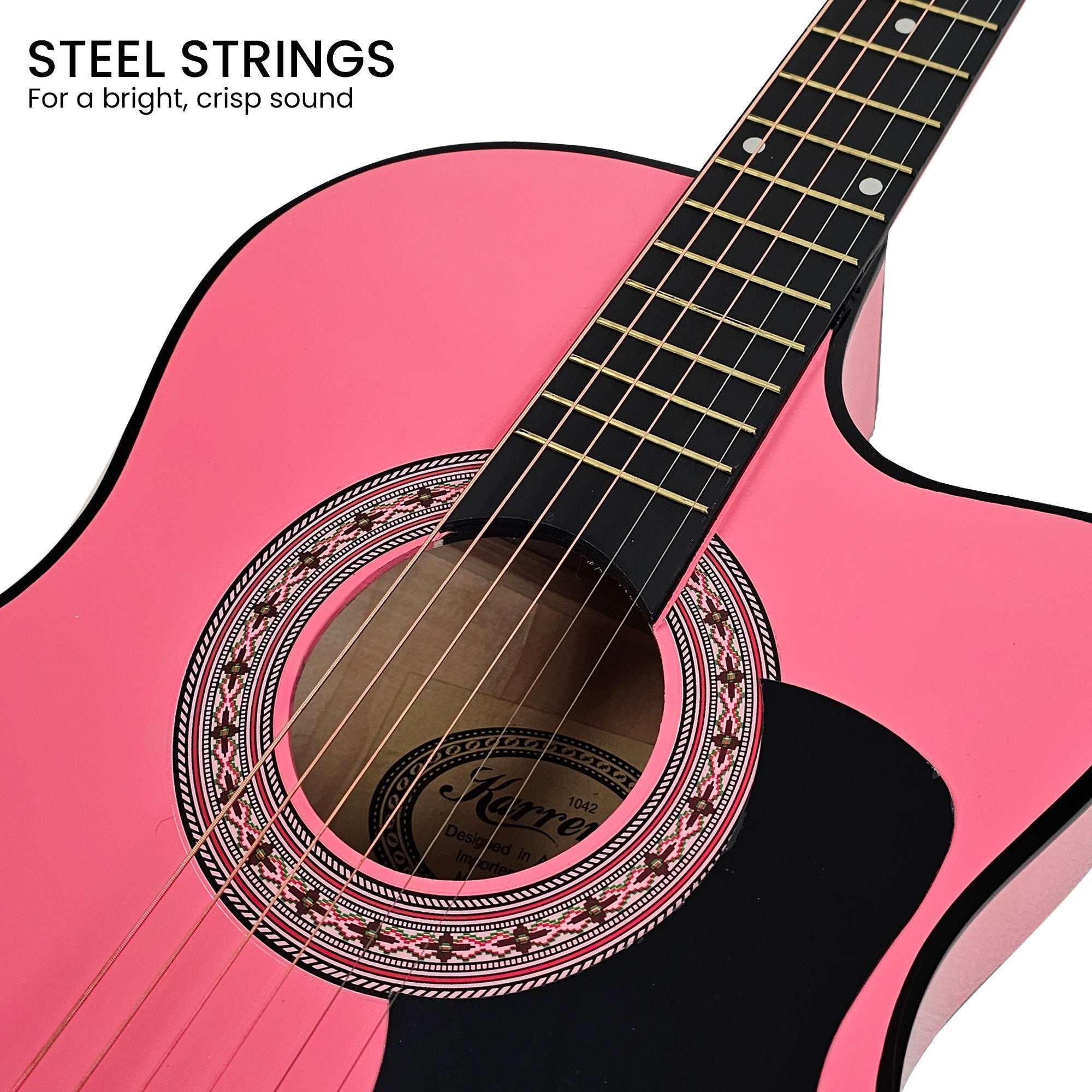 Karrera 38in Cutaway Acoustic Guitar with guitar bag - Pink V240-CC38-PK