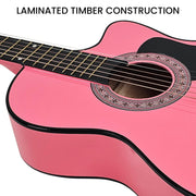 Karrera 38in Cutaway Acoustic Guitar with guitar bag - Pink V240-CC38-PK