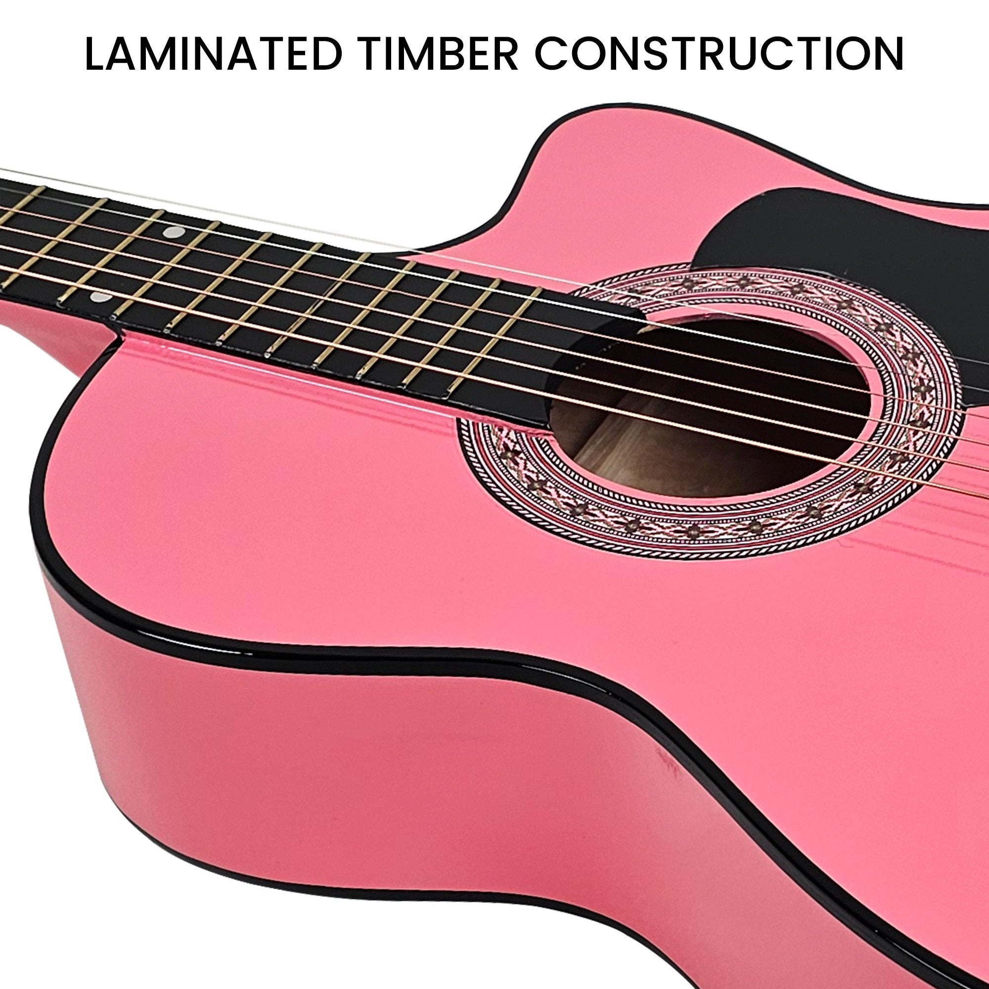 Karrera 38in Cutaway Acoustic Guitar with guitar bag - Pink V240-CC38-PK