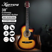 Karrera 38in Pro Cutaway Acoustic Guitar with Bag Strings - Sun Burst V240-CC38-PRO-3TS