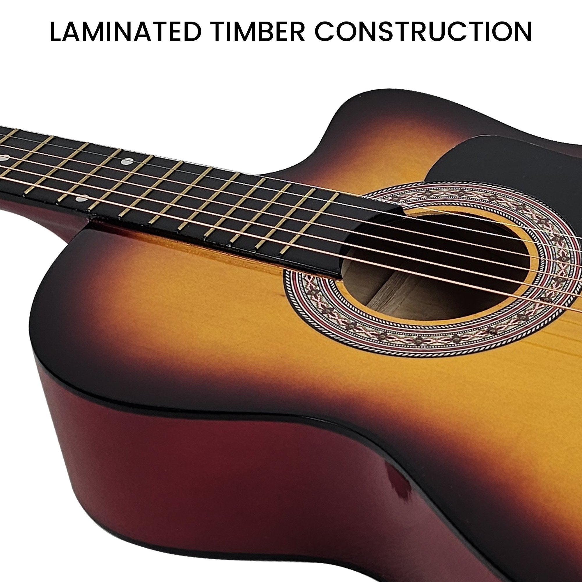 Karrera 38in Pro Cutaway Acoustic Guitar with Bag Strings - Sun Burst V240-CC38-PRO-3TS