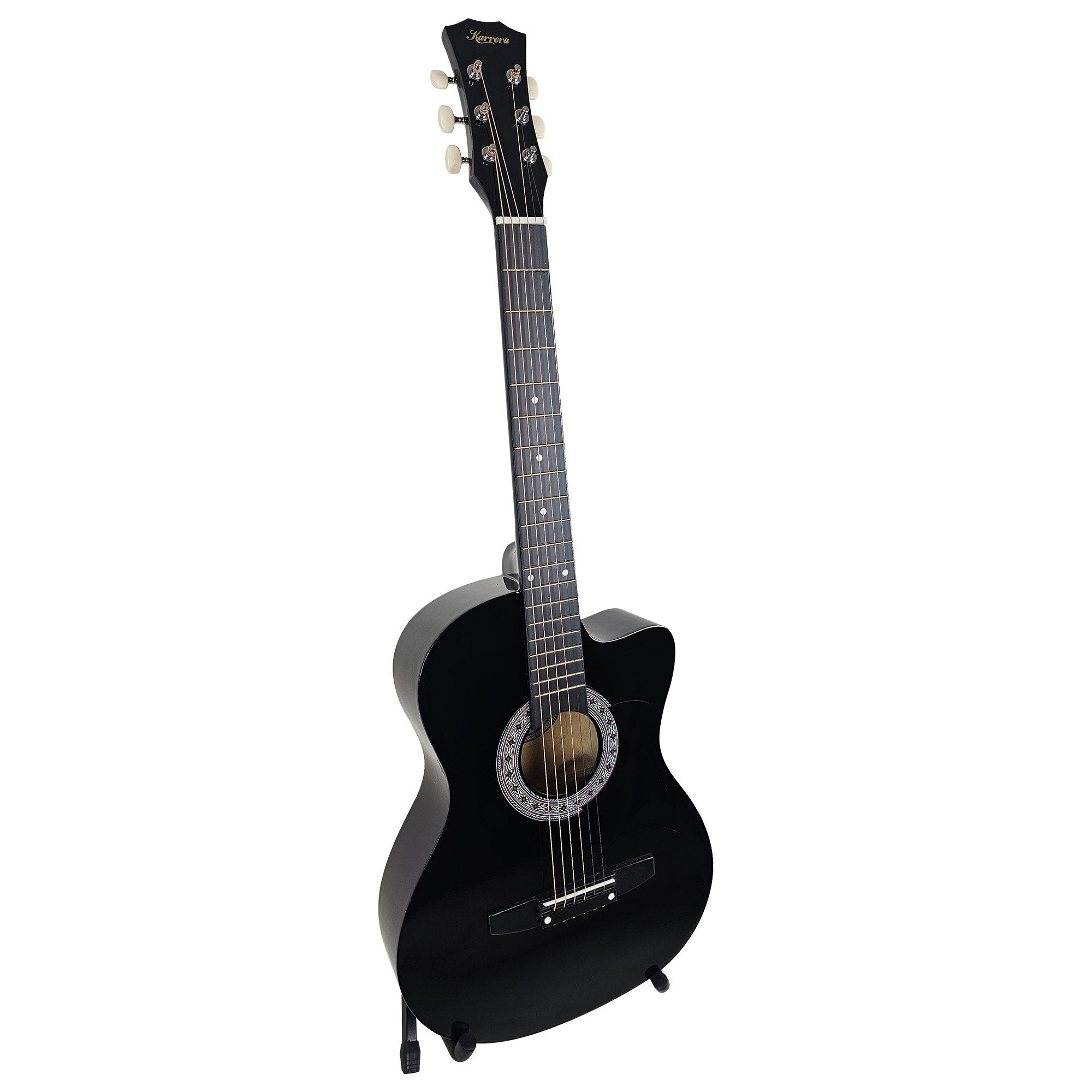 Karrera 38in Pro Cutaway Acoustic Guitar with Carry Bag - Black V240-CC38-PRO-BK