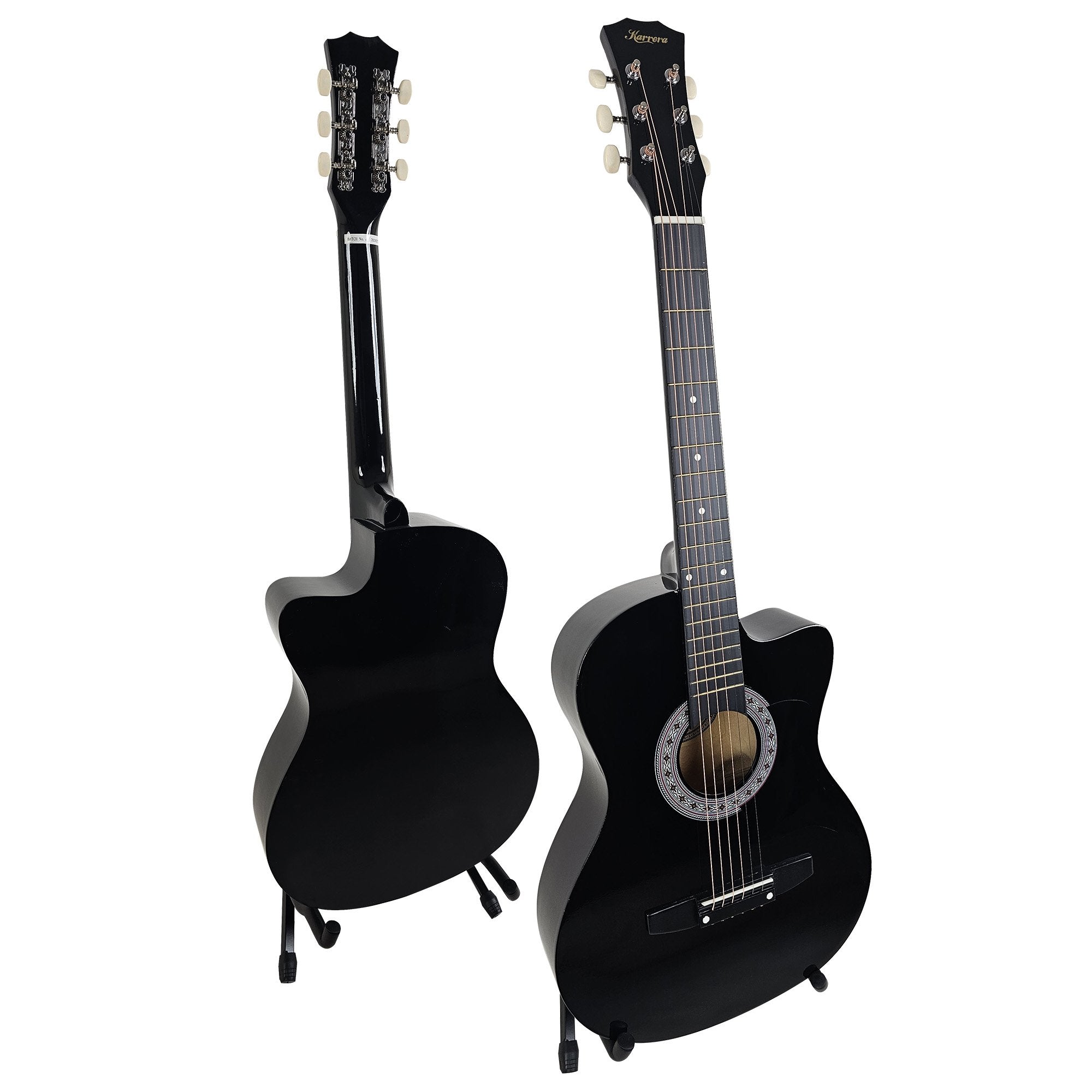 Karrera 38in Pro Cutaway Acoustic Guitar with Carry Bag - Black V240-CC38-PRO-BK