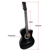 Karrera 38in Pro Cutaway Acoustic Guitar with Carry Bag - Black V240-CC38-PRO-BK
