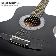 Karrera 38in Pro Cutaway Acoustic Guitar with Carry Bag - Black V240-CC38-PRO-BK
