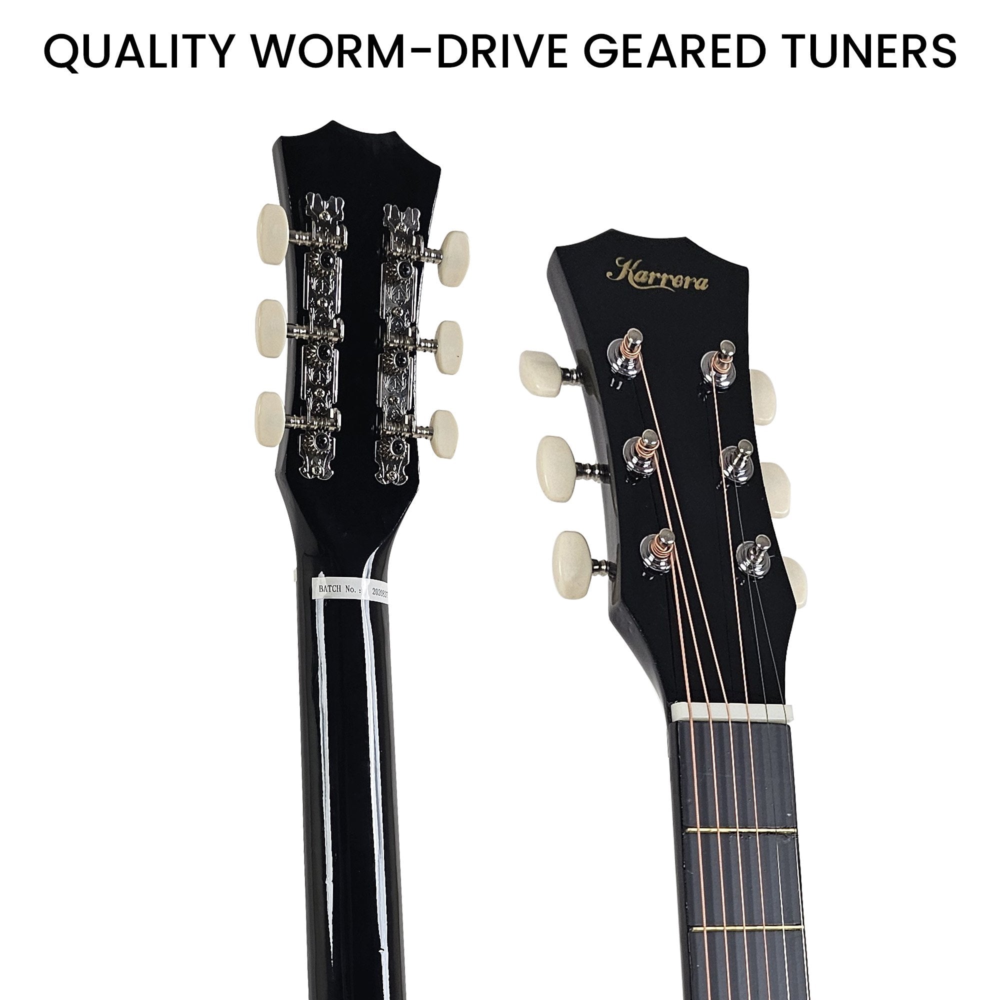 Karrera 38in Pro Cutaway Acoustic Guitar with Carry Bag - Black V240-CC38-PRO-BK