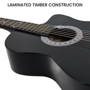 Karrera 38in Pro Cutaway Acoustic Guitar with Carry Bag - Black V240-CC38-PRO-BK