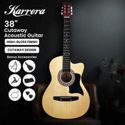 Karrera 38in Pro Cutaway Acoustic Guitar with guitar bag - Natural V240-CC38-PRO-NAT