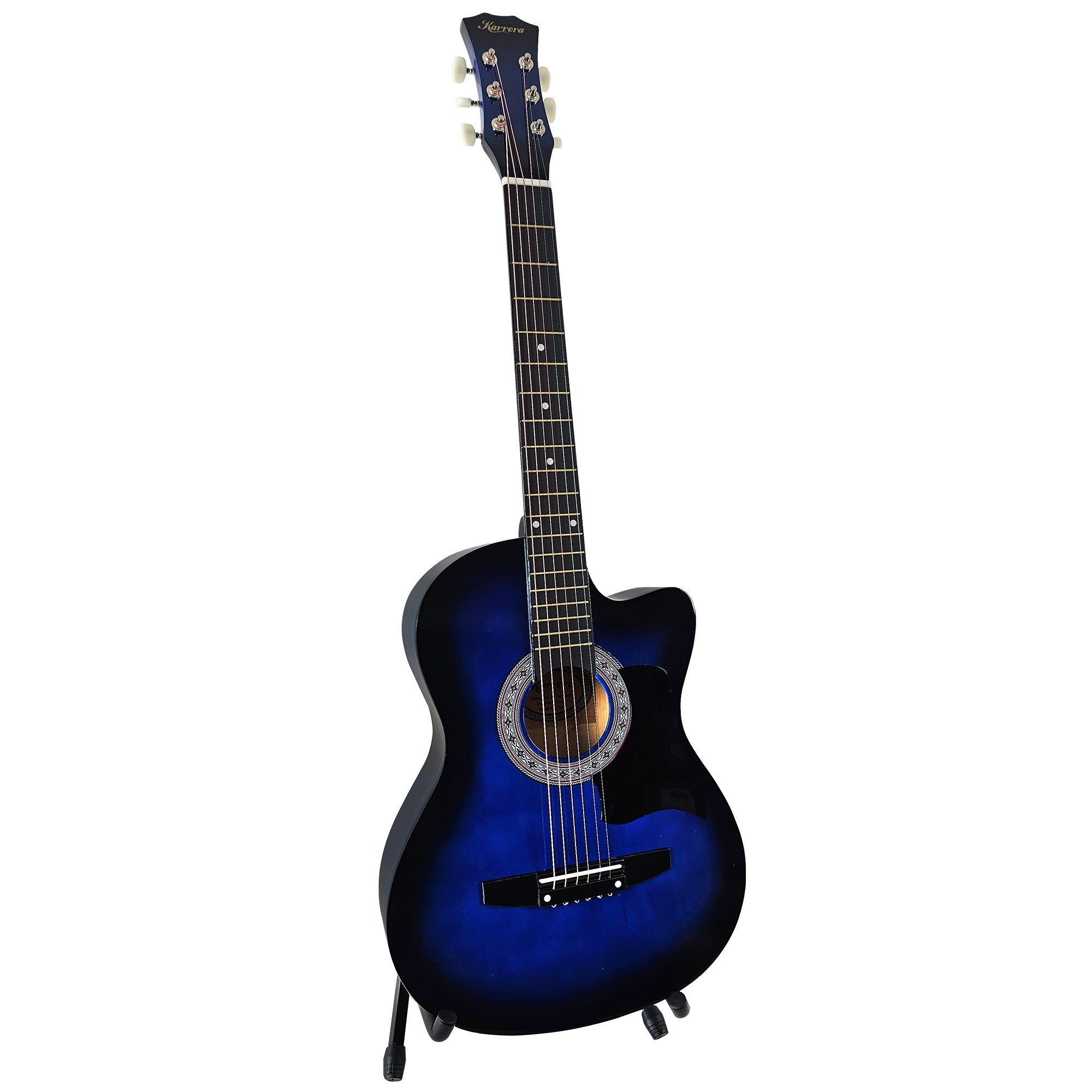 Karrera 38in Pro Cutaway Acoustic Guitar with Bag Strings - Blue Burst V240-CC38-PRO-SBU