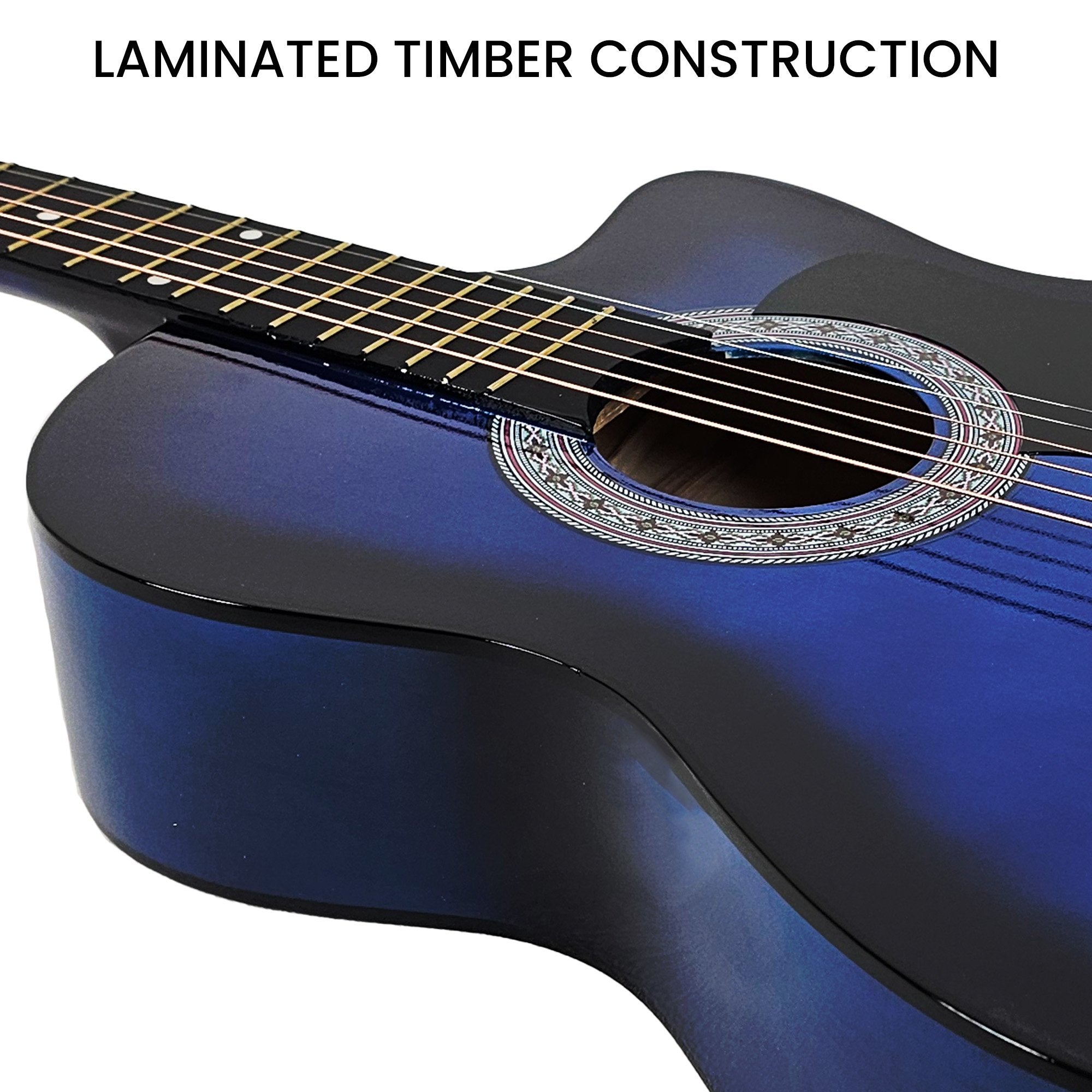 Karrera 38in Pro Cutaway Acoustic Guitar with Bag Strings - Blue Burst V240-CC38-PRO-SBU