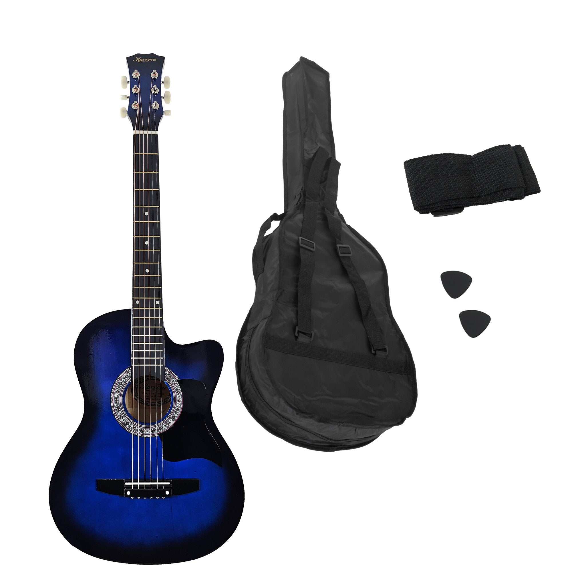 Karrera 38in Cutaway Acoustic Guitar with guitar bag - Blue Burst V240-CC38-SBU