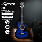 Karrera 38in Cutaway Acoustic Guitar with guitar bag - Blue Burst V240-CC38-SBU