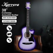 Karrera 38in Cutaway Acoustic Guitar with guitar bag - Purple Burst V240-CC38-SPU