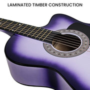 Karrera 38in Cutaway Acoustic Guitar with guitar bag - Purple Burst V240-CC38-SPU