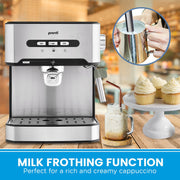 Pronti 1.6L Automatic Coffee Espresso Machine with Steam Frother V240-CFM-16L-CRK-825