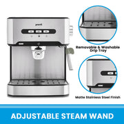 Pronti 1.6L Automatic Coffee Espresso Machine with Steam Frother V240-CFM-16L-CRK-825