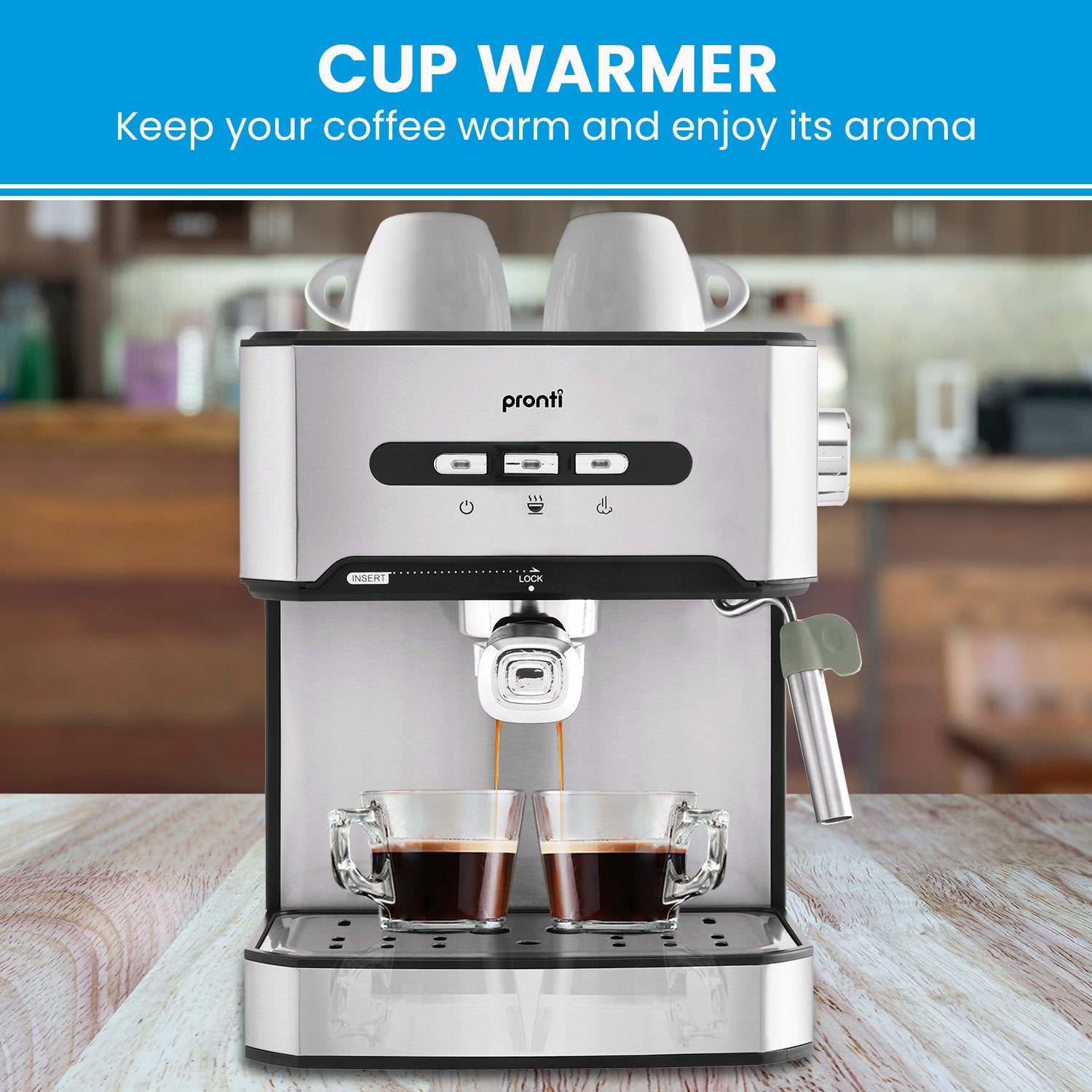Pronti 1.6L Automatic Coffee Espresso Machine with Steam Frother V240-CFM-16L-CRK-825