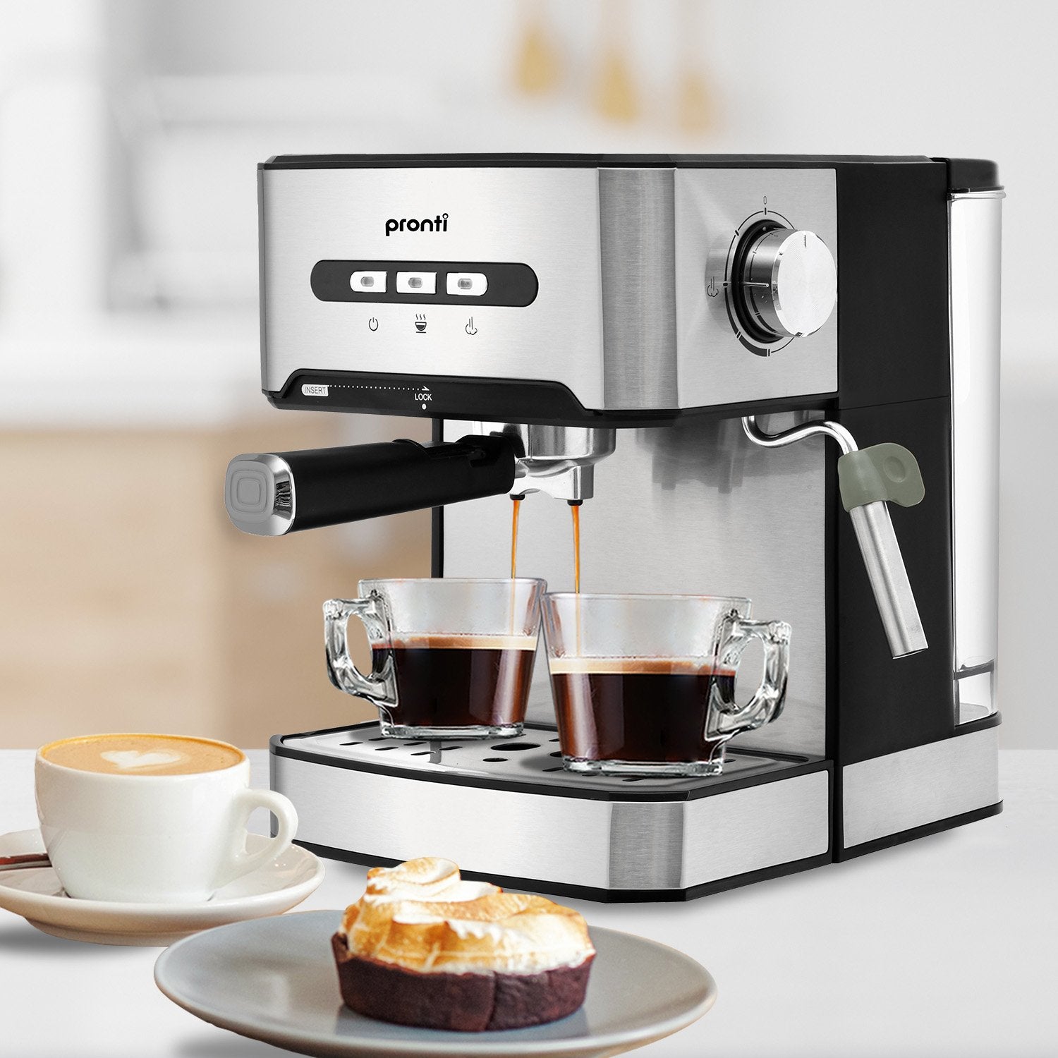 Pronti 1.6L Automatic Coffee Espresso Machine with Steam Frother V240-CFM-16L-CRK-825