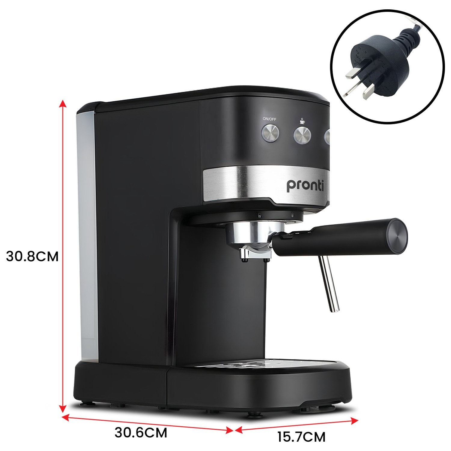 Pronti CM-850D Coffee Machine 20 Bar Espresso Maker with Milk Frother and 1.25L Tank V240-CFM-GTS-850D