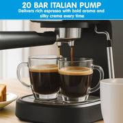 Pronti CM-850D Coffee Machine 20 Bar Espresso Maker with Milk Frother and 1.25L Tank V240-CFM-GTS-850D