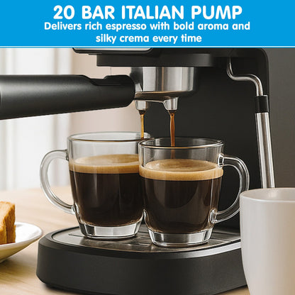 Pronti CM-850D Coffee Machine 20 Bar Espresso Maker with Milk Frother and 1.25L Tank V240-CFM-GTS-850D