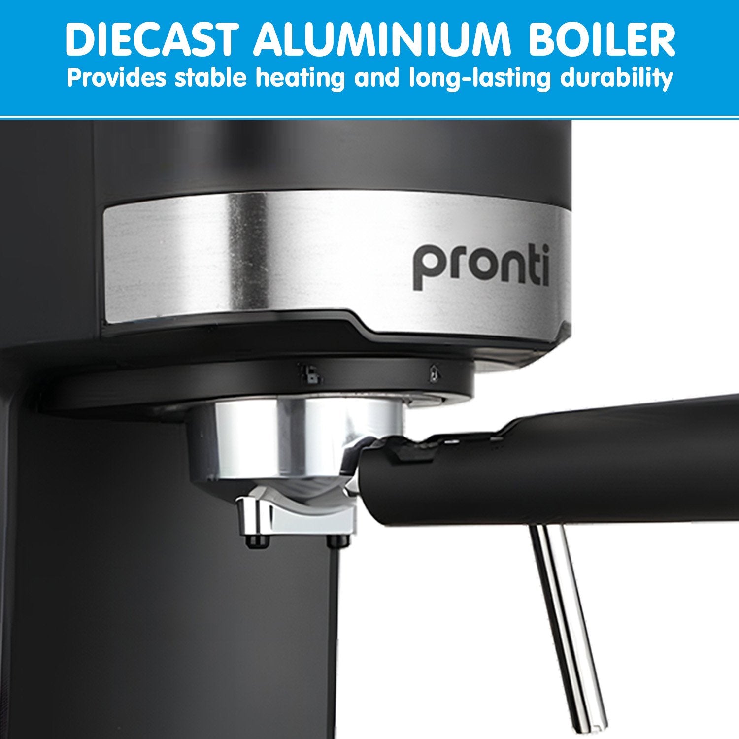 Pronti CM-850D Coffee Machine 20 Bar Espresso Maker with Milk Frother and 1.25L Tank V240-CFM-GTS-850D