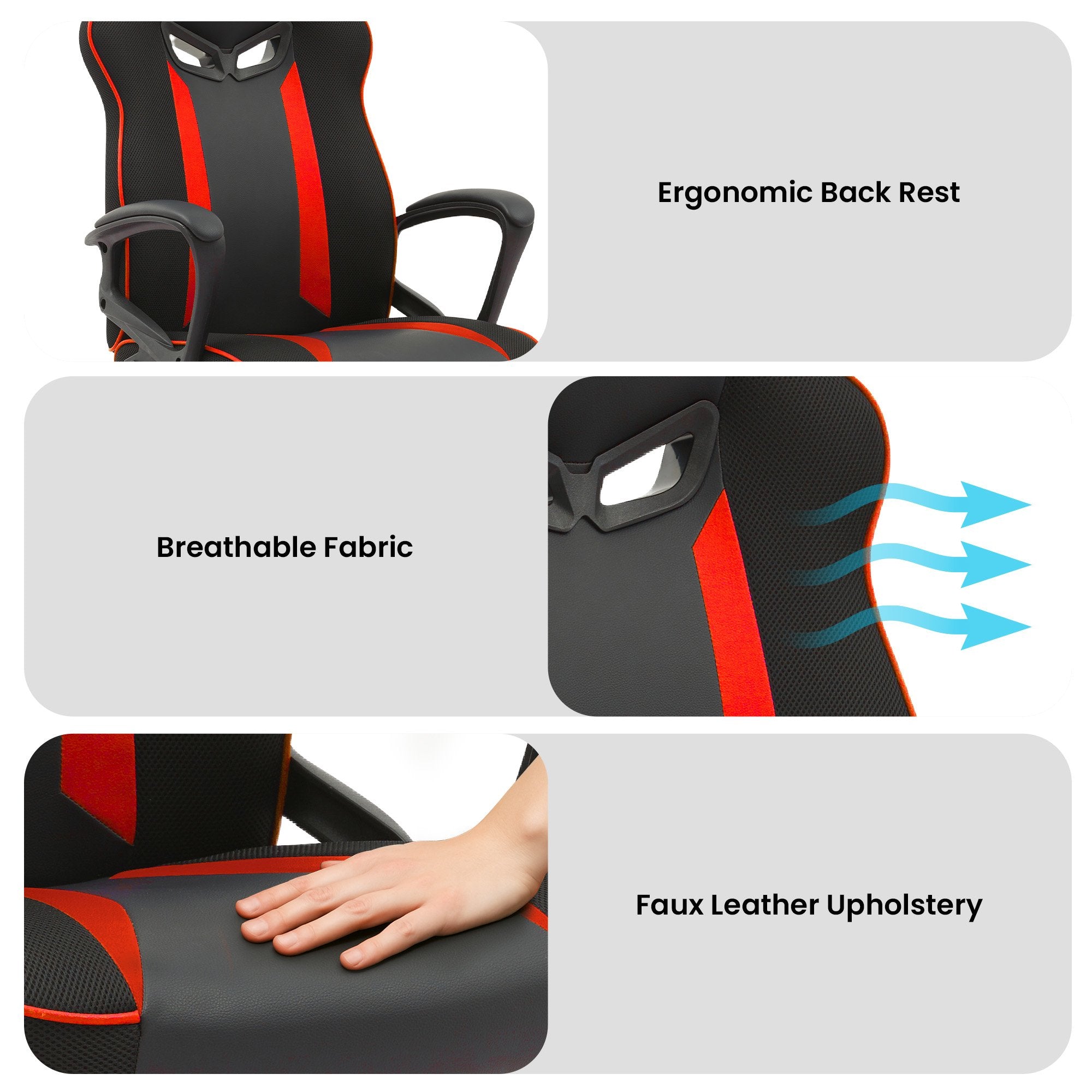 Sarantino Fayzo Racing Reclining Office Gaming Chair Black And Red Adjustable Computer Desk Seat With V240-CH-MLM-675-BKRD
