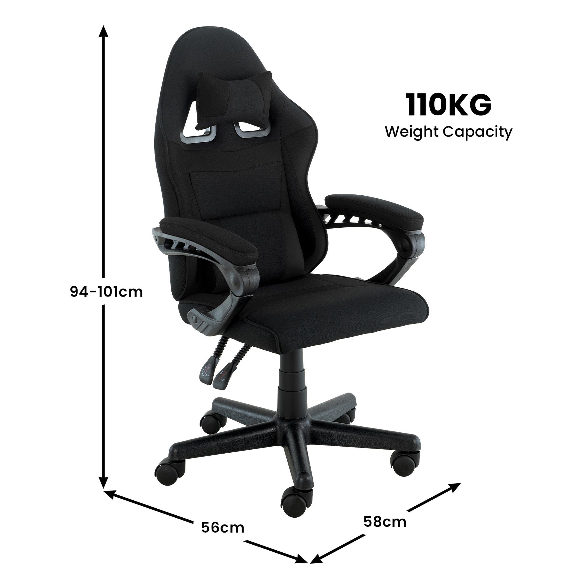 Sarantino Antre Kids Study Gaming Chair Black Adjustable Computer Desk Seat Racing Inspired-look With V240-CH-MLM-691-BK