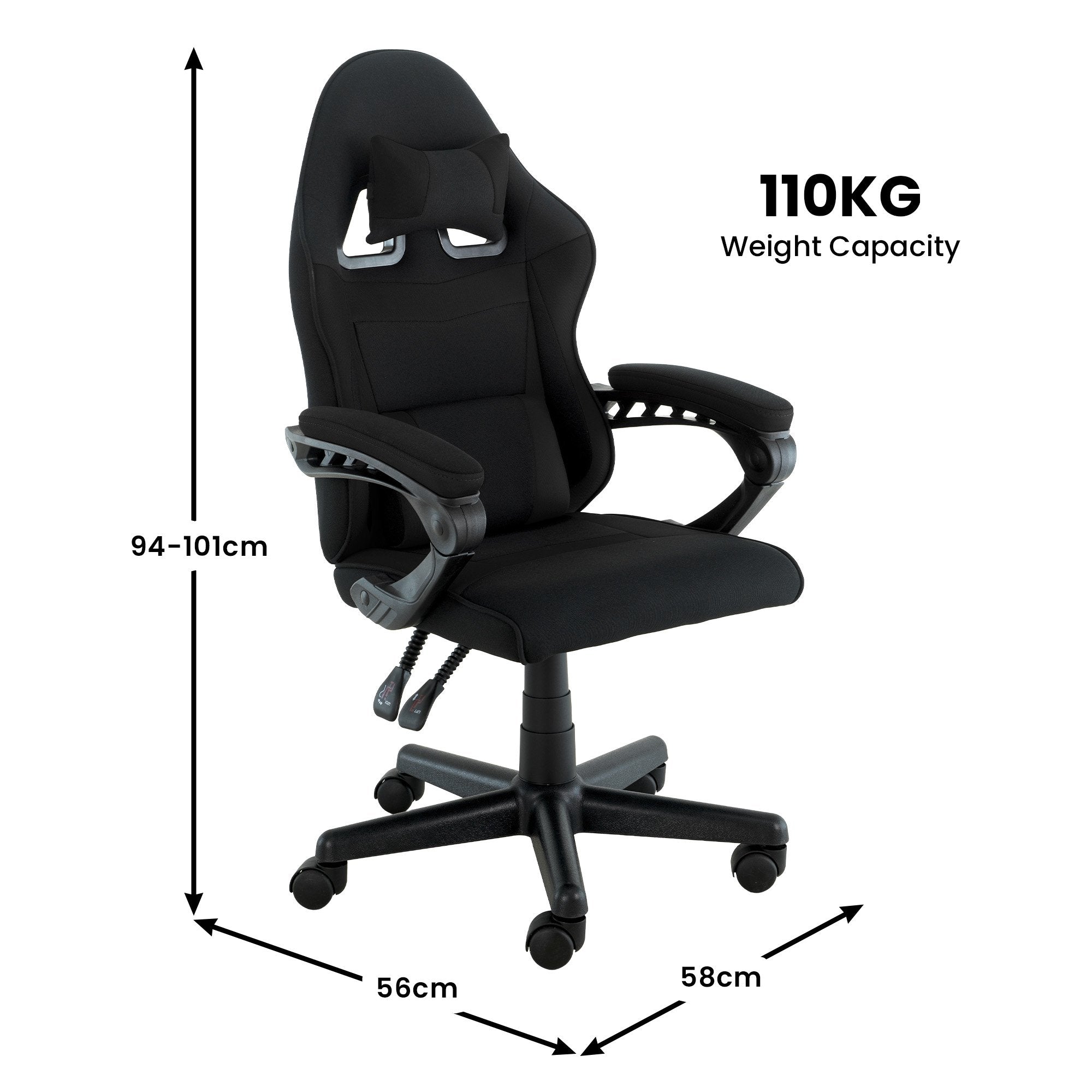 Sarantino Antre Kids Study Gaming Chair Black Adjustable Computer Desk Seat Racing Inspired-look With V240-CH-MLM-691-BK