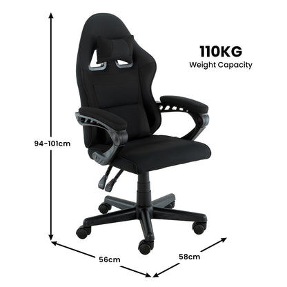 Sarantino Antre Kids Study Gaming Chair Black Adjustable Computer Desk Seat Racing Inspired-look With V240-CH-MLM-691-BK