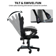 Sarantino Antre Kids Study Gaming Chair Black Adjustable Computer Desk Seat Racing Inspired-look With V240-CH-MLM-691-BK