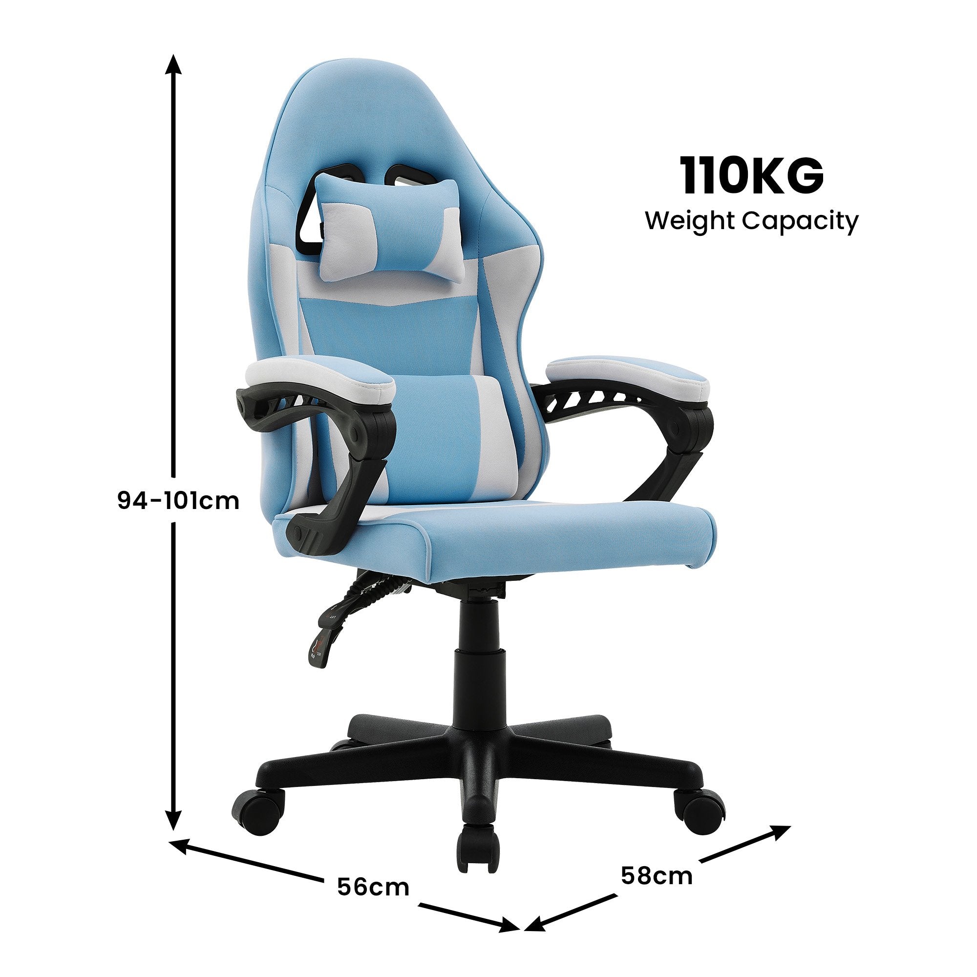 Sarantino Antre Kids Study Gaming Chair in Black and White Office Adjustable Height Chair V240-CH-MLM-691-BUWH