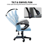 Sarantino Antre Kids Study Gaming Chair in Black and White Office Adjustable Height Chair V240-CH-MLM-691-BUWH