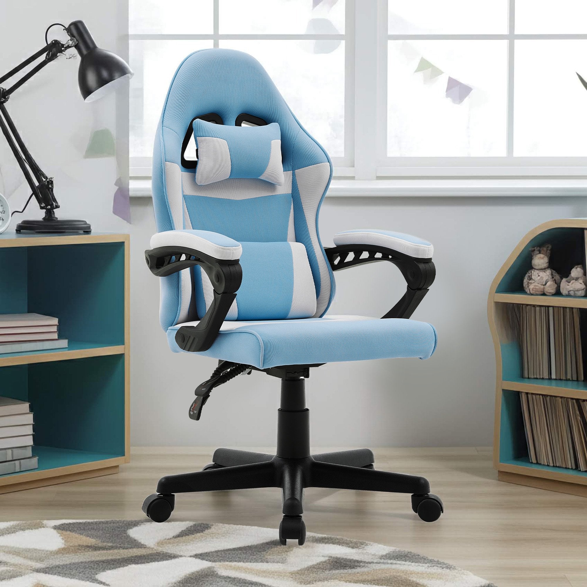 Sarantino Antre Kids Study Gaming Chair in Black and White Office Adjustable Height Chair V240-CH-MLM-691-BUWH