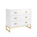 Sarantino Amara Chest of Drawers Tallboy Dresser in White/Gold V240-CHE-90L-05-WHG