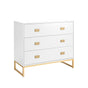 Sarantino Amara Chest of Drawers Tallboy Dresser in White/Gold V240-CHE-90L-05-WHG