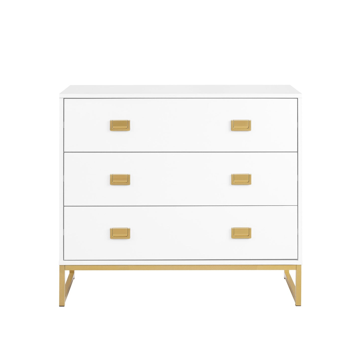 Sarantino Amara Chest of Drawers Tallboy Dresser in White/Gold V240-CHE-90L-05-WHG