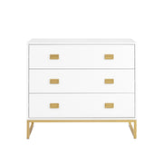 Sarantino Amara Chest of Drawers Tallboy Dresser in White/Gold V240-CHE-90L-05-WHG