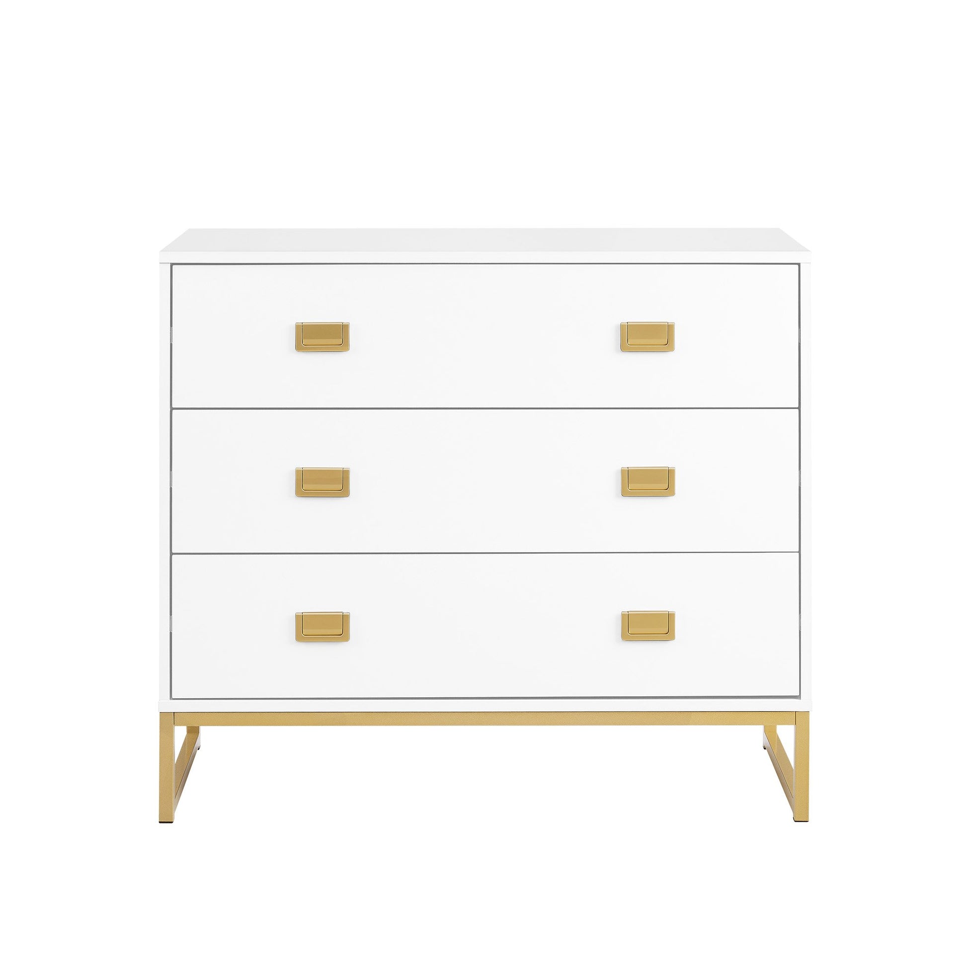 Sarantino Amara Chest of Drawers Tallboy Dresser in White/Gold V240-CHE-90L-05-WHG