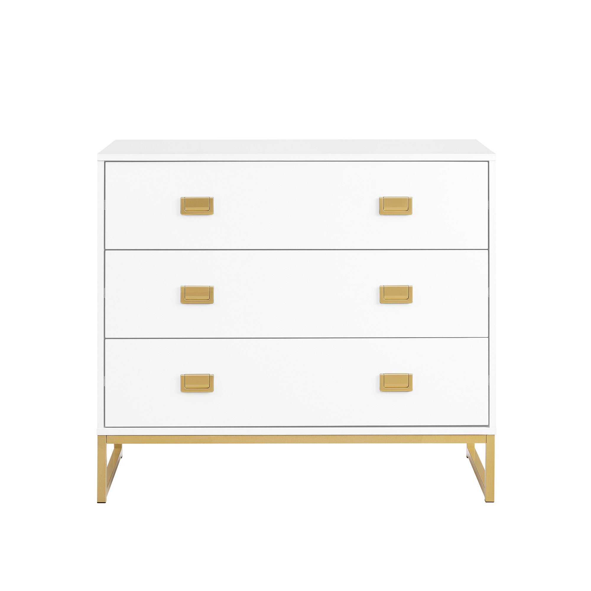 Sarantino Amara Chest of Drawers Tallboy Dresser in White/Gold V240-CHE-90L-05-WHG