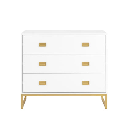 Sarantino Amara Chest of Drawers Tallboy Dresser in White/Gold V240-CHE-90L-05-WHG