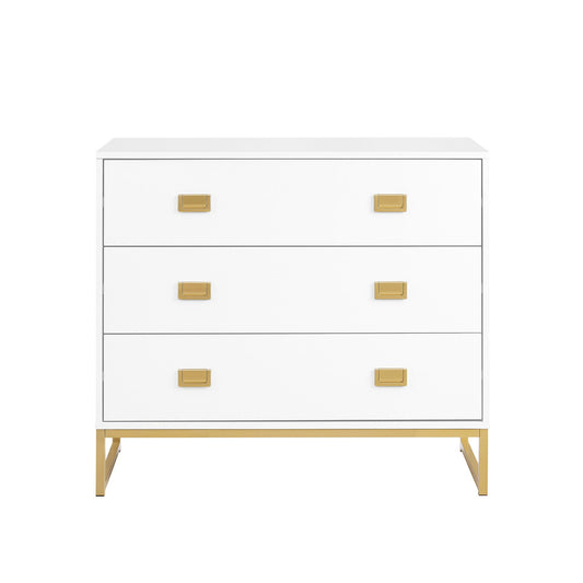 Sarantino Amara Chest of Drawers Tallboy Dresser in White/Gold V240-CHE-90L-05-WHG