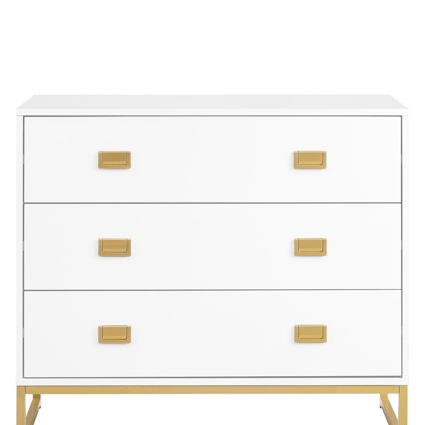 Sarantino Amara Chest of Drawers Tallboy Dresser in White/Gold V240-CHE-90L-05-WHG