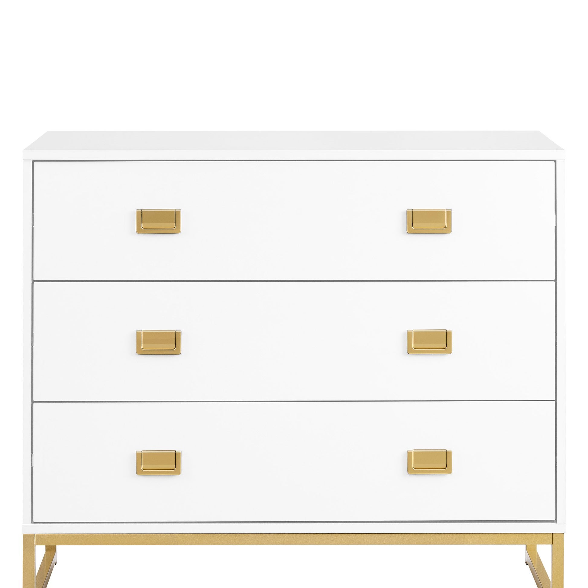 Sarantino Amara Chest of Drawers Tallboy Dresser in White/Gold V240-CHE-90L-05-WHG